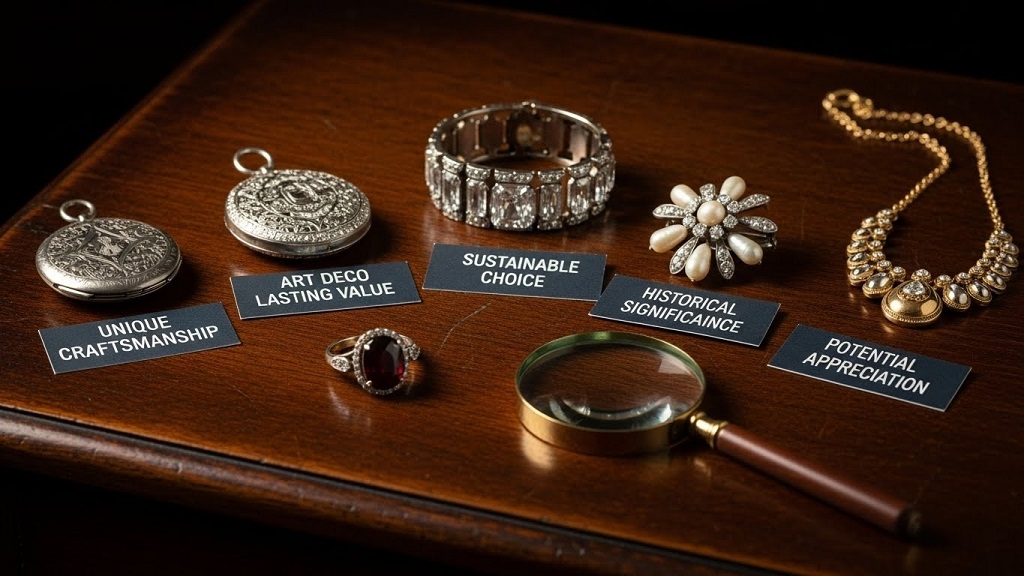 Close-up of Edwardian diamond ring as antique jewellery investment piece.