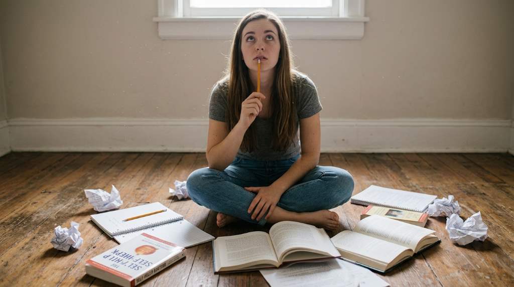 Person journaling during a morning personal growth routine in Austin TX